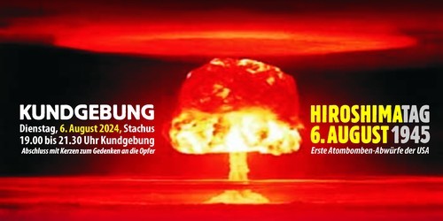 Atompilz-Illustration zur Kundgebung am Stachus